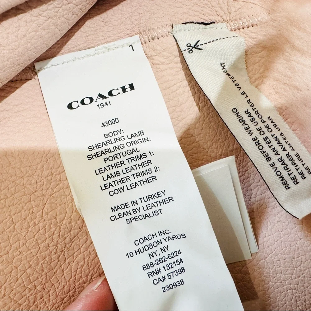 Coach pink shearling hoodie coat NWOT